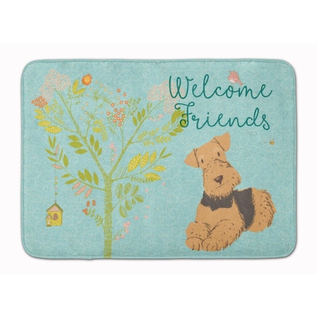 Carolines Treasures Welcome Friends Airedale Terrier Machine Washable Memory Foam Mat BB7625RUG
